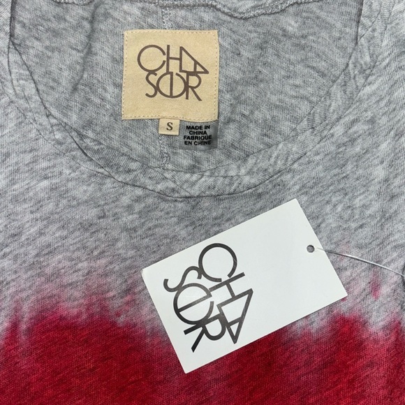 Chaser Gauzy Cotton Rolled Short Sleeve Hi Lo Twisted Tee Rainbow dip Dye Small - Picture 2 of 5